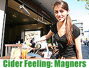 Irisches Cider-Feeling kommt nach München Irlands beliebtester Cider "Magners" jetzt auch in Münchens Gastronomie (Foto: Martin Schmitz vor der Vanilla Lounge, Schwabing)